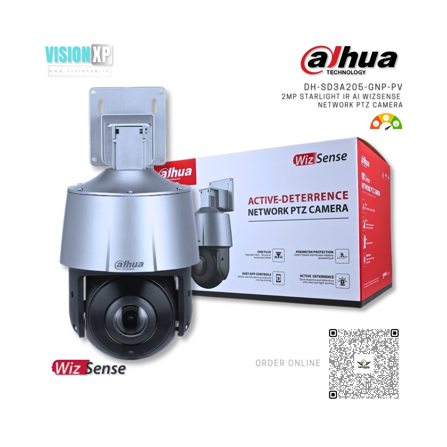 DAHUA DH-SD3A205-GNP-PV 2MP Starlight IR AI WizSens Network PTZ Camera DAHUA DH-SD3A205-GNP-PV 2MP Starlight IR AI WizSens Network PTZ Camera